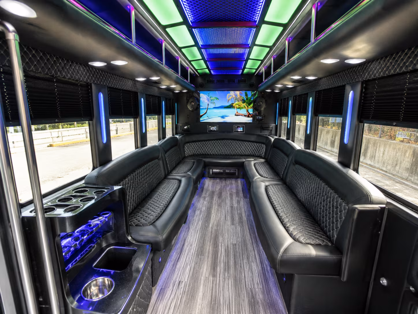 wylie 18 passenger party bus inside