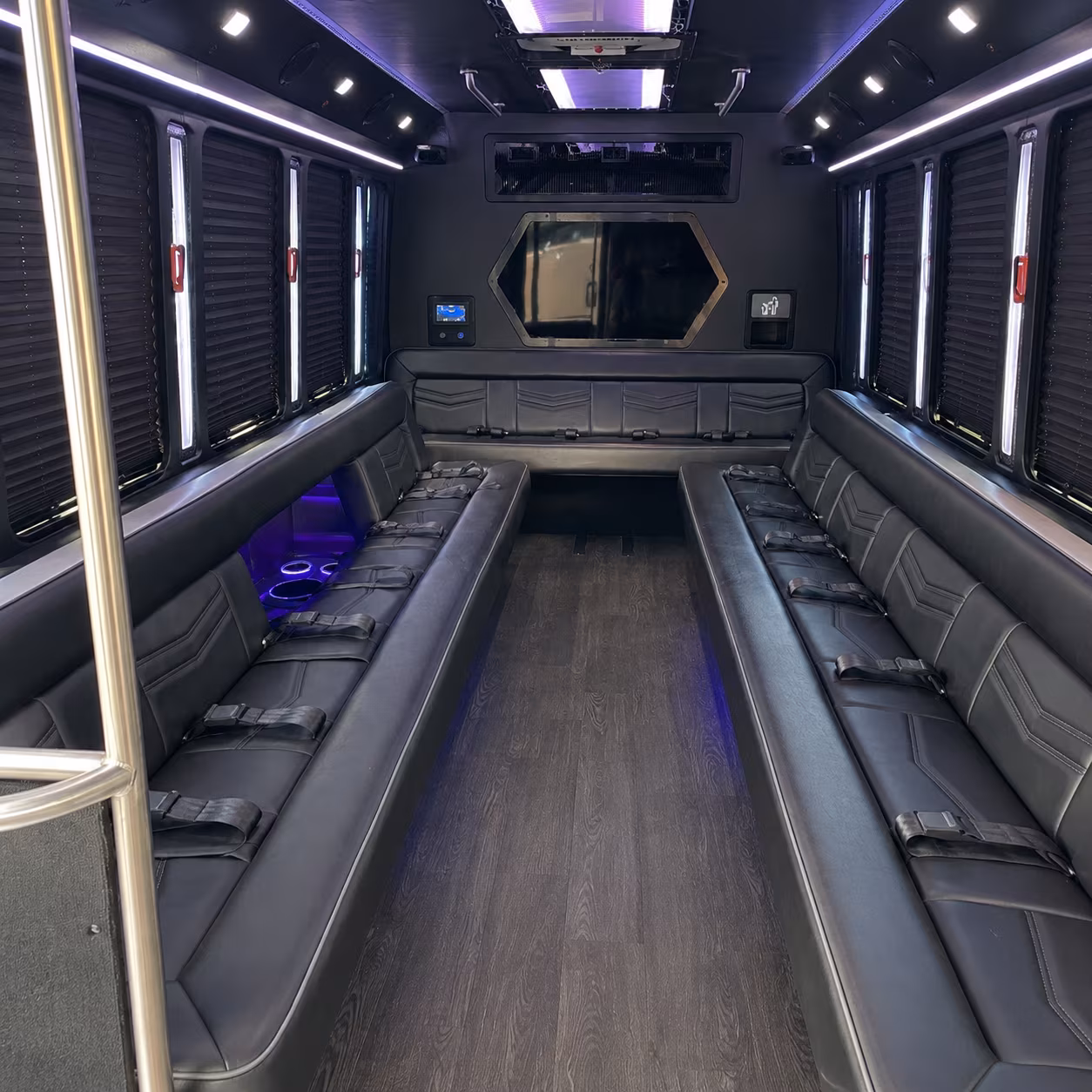 wylie 18 passenger party bus interior