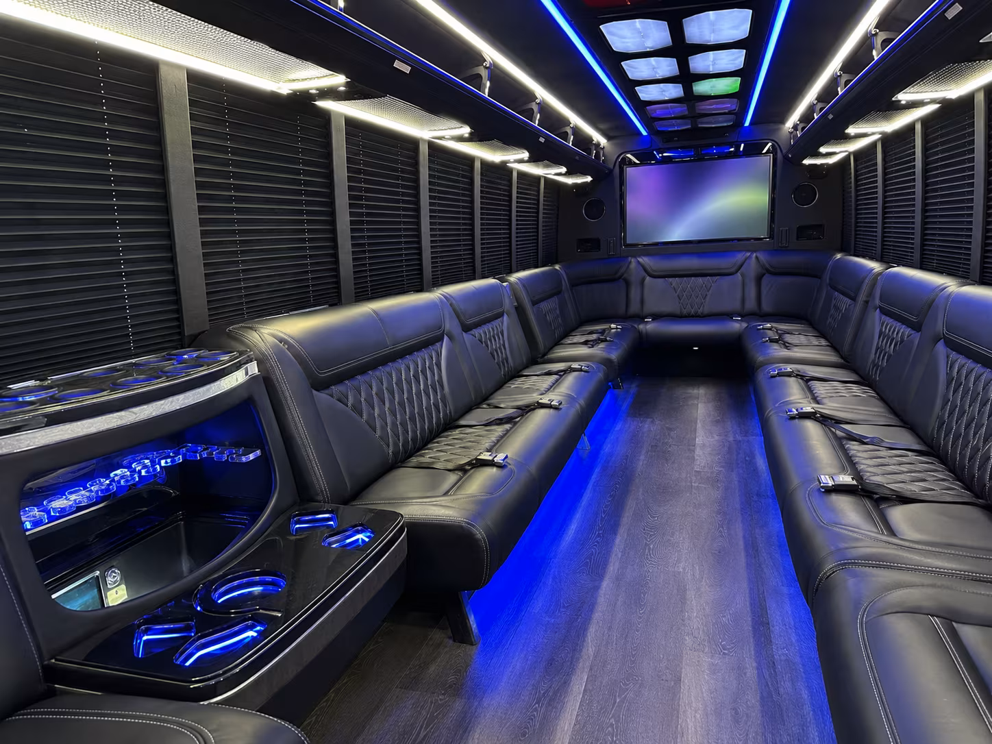 wylie 20 passenger party bus inside