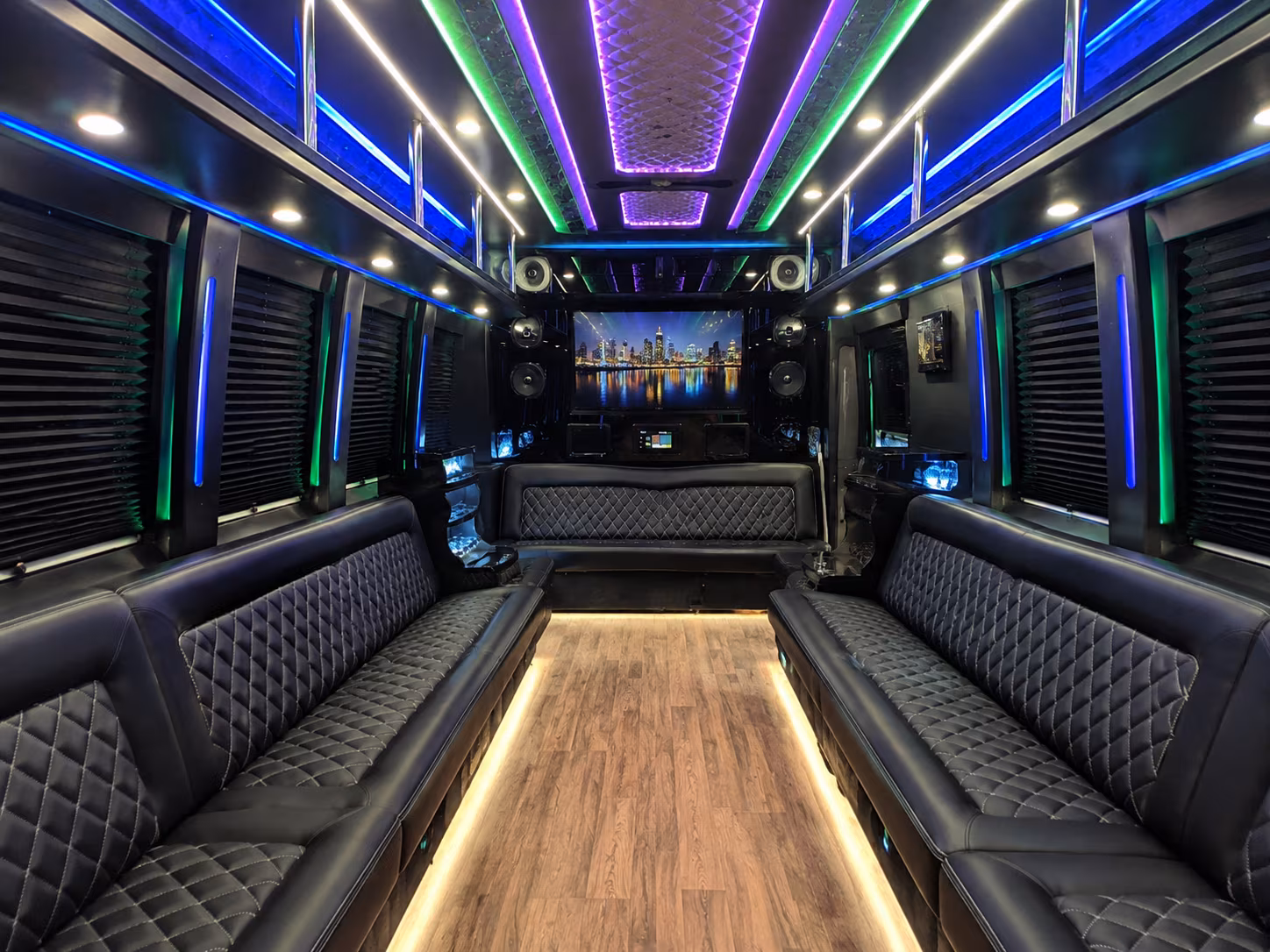 wylie 25 passenger party bus interior