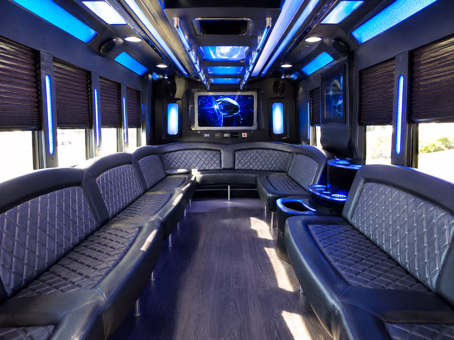 wylie 28 passenger party bus inside