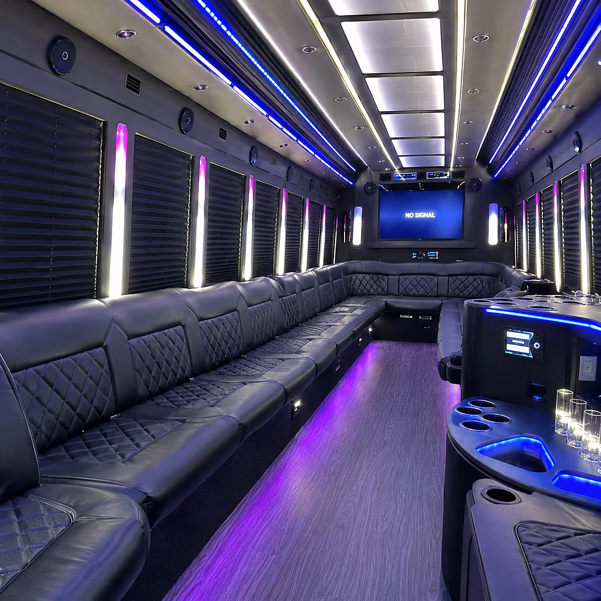 wylie 30 passenger party bus inside