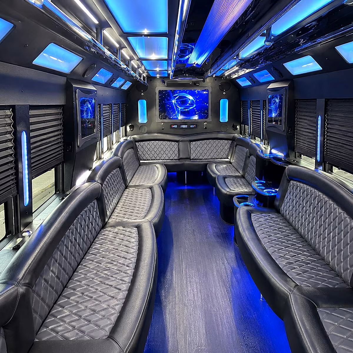 wylie 50 passenger party bus interior